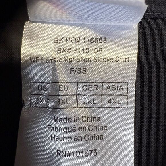 Burger King Female Manager Button Up Short Sleeve Shirt Black Size 2XL - Picture 3 of 6